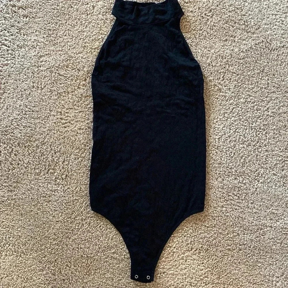 Free People Clear Mind Pointelle Mockneck Bodysuit in Black - Picture 6 of 11